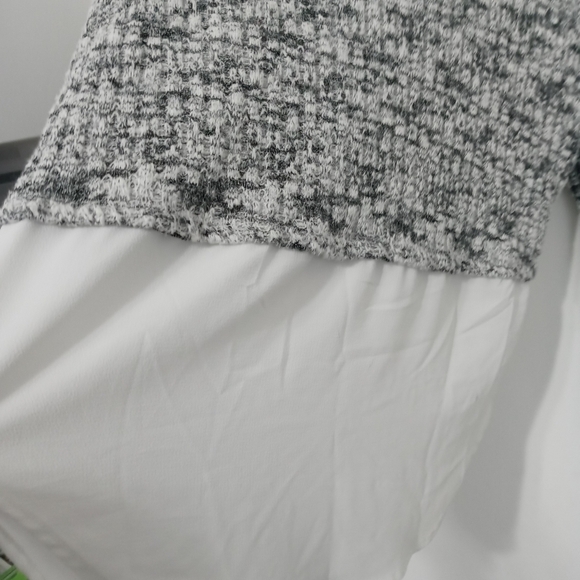 Zara long sleeve Cable Loose Knit Cropped Sweater/Sheer Tunic Blouse Combo - Picture 6 of 7